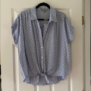 Good Luck Gem Polka Dot Tie Front Top